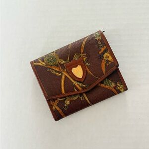 Mark Cross Vintage Brown Printed Leather Compact Wallet